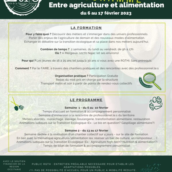 Première Formation Découverte 2023 : Entre Agriculture et Alimentation !